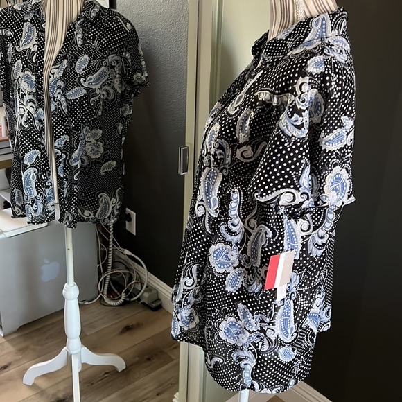 Croft & Barrow, short sleeve button down blouse, XL - Picture 4 of 5